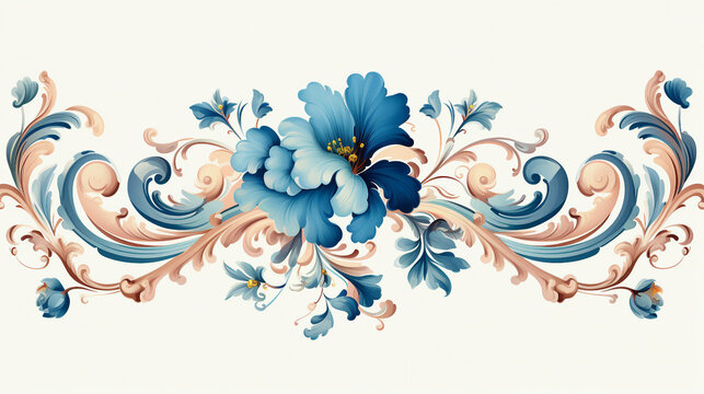Elegant Vintage Floral Vector Frame with Blue Peonies – Baroque Retro Design for Promotional Content or Text Copy-Space