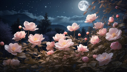 Floral Symphony in Moonlight