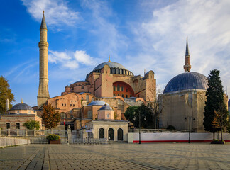 Iconic Hagia Sophia Grand Mosque in a former Byzantine church, major cultural and historic site,...