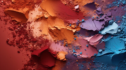 close-up of a makeup swatch of crushed multicolored eyeshadow
