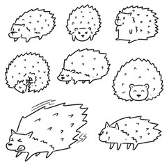 vector set of porcupine