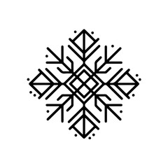 Black Line Snowflake Icon