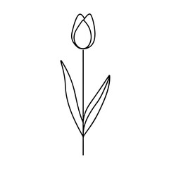 Black Line Tulip Icon