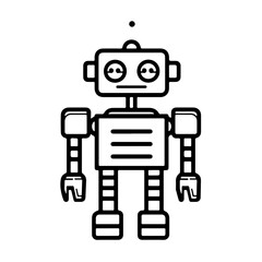 Minimalistic Black Line Robot Icon