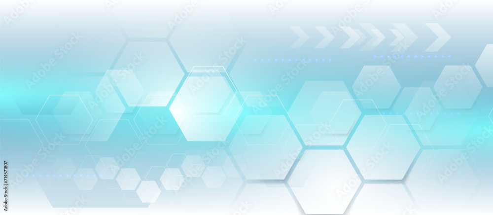 Poster abstract geometric hexagon futuristic digital hi-technology on a soft blue background. vector illust