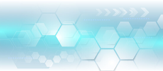 Abstract geometric hexagon futuristic digital hi-technology on a soft blue background. Vector illustration - obrazy, fototapety, plakaty
