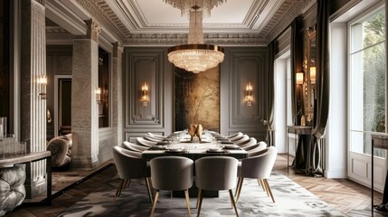 Fototapeta na wymiar Elegant Dining Room- Creating Memorable Moments and Gatherings