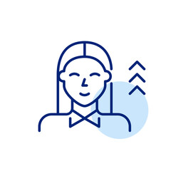 Job candidate developing new skills. Work promotion. Smart woman wearing formal shirt. Pixel perfect, editable stroke icon