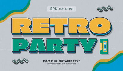 Design editable text effect, retro party 3d concept vector illustration