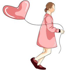 girl with heart balloon