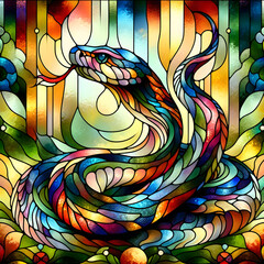 Stained glass snake