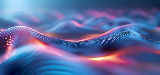 Abstract Background blurring blue and red light, in the style of colorful curves, rim light, realistic hyper-detail