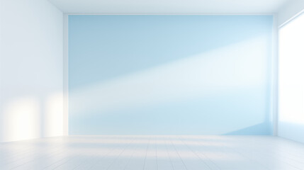 blue wall background with sunlight and pastel color, 3d Illustration, 3d render, generate ai