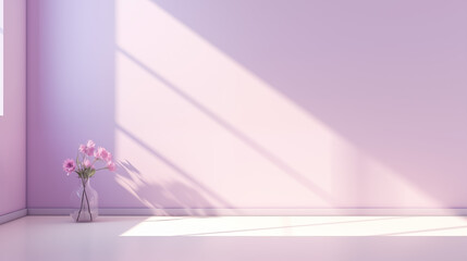 purple wall background with sunlight and pastel color, 3d Illustration, 3d render, generate ai