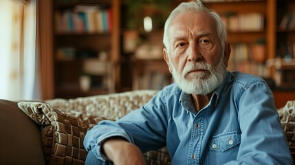 An old bearded man with a thoughtful gaze