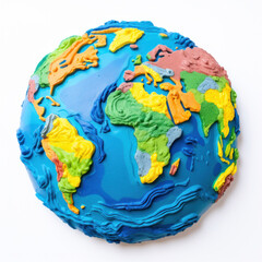 A playful and educational Play-Doh representation of Earth, showcasing continents and oceans in vibrant colors.