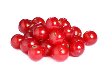 Pile of fresh ripe red currants isolated on white