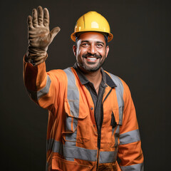 male worker in the uniform and hard hat