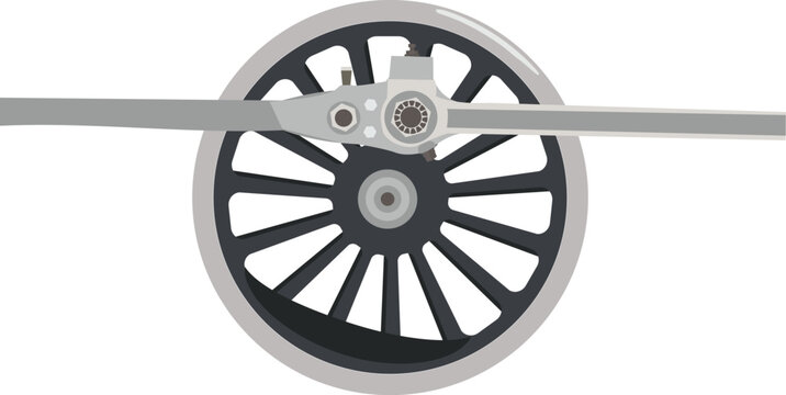Illustration of the locomotive wheel. Illustration of an old train wheel on a white background