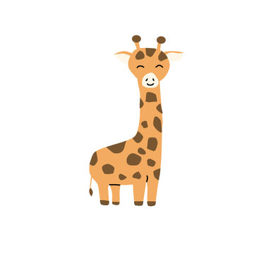 cute african animal giraffe - cartoon character. Vector illustration can used for baby background, wallpaper, greeting card, postcard. 