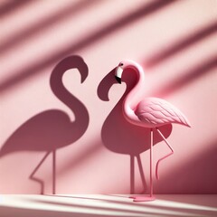 Pink Hue of Flamingo on Wall