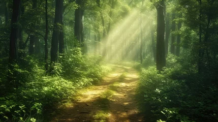 Rolgordijnen Enchanting Forest Path- A Mystical Wallpaper Background for Nature Lovers © Sri