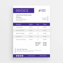 minimalist invoice template vector design