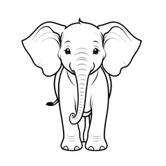 elephant black ouline crtoon illustration