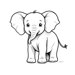 baby elephant empty drawing, elephant coloring page