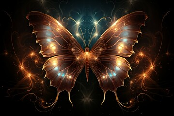 Luminescent soulfire butterflies, illuminating the darkness with their gentle glow - Generative AI