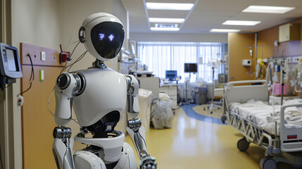 futuristic medical healthcare robot in the hospital