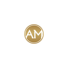 AM initial letter mark ligature style logo design template. Abstract Letter AM Logo Design. Creative AM Letter Vector Illustration on Black Background.