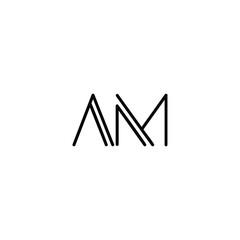 AM initial letter mark ligature style logo design template. Abstract Letter AM Logo Design. Creative AM Letter Vector Illustration on Black Background.