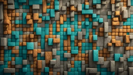 Fototapete Minecraft Crumbling Minecraft wall. Minecraft world earthquake. Minecraft texture. Generative AI.