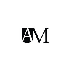 AM initial letter mark ligature style logo design template. Abstract Letter AM Logo Design. Creative AM Letter Vector Illustration on Black Background.