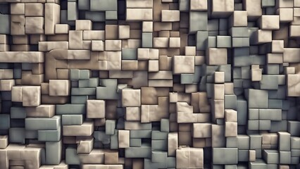 Crumbling Minecraft wall. Minecraft world earthquake. Minecraft texture. Generative AI.