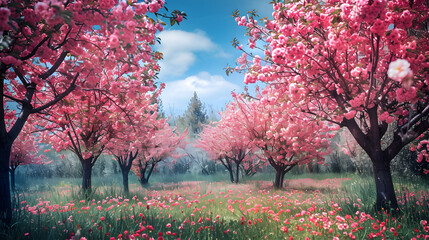 Naklejka premium Beautiful blooming rose garden