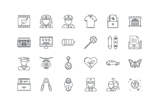 Cap, graduate,Card, visiting,Cassette, music, Chest, drawers,Couple, people,Doctor, gown,Earth, planet,Exchange, money,Expander, sport,Fairy, wing,Hatchback, car,Heart, love,heychain,set of icons