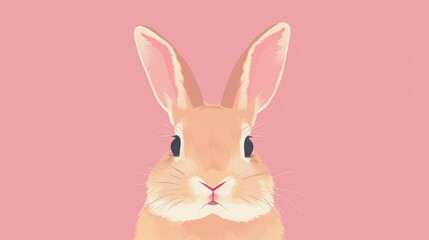 Fototapeta premium a close up of a rabbit's face on a pink background with a pink background and a pink background with a pink background and white rabbit's head.