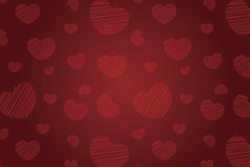 Vector love heart pattern, vector hand drawn Valentine's Day pattern, Valentine's Day background.