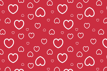 Vector love heart pattern, vector hand drawn Valentine's Day pattern, Valentine's Day background.