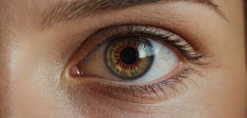  a close up of a person's eye with a brown and yellow colored iris and a black circle around the center of the iris of the iris of the eye.