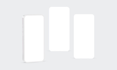 Modern Smartphone Mockup With Blank App Screens, Perspective Side View. Vector Illustration