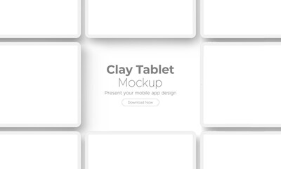 Clay Tablet Computers For Showing App Design, Isolated on White Background. Vector Illustration