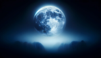 Beautiful scene of a full moon in a midnight sky