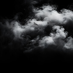 Abstract black puffs of smoke swirl overlay on transparent background pollution. Royalty high-quality free stock  image of abstract smoke overlays on black backgrounds. Black smoke swirls fragments