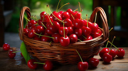 cherries in basket,generate ai