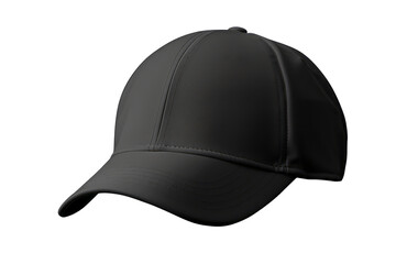 Black baseball cap, isolated on a transparent background