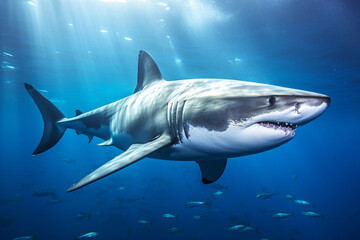 Great white shark swimming underwater