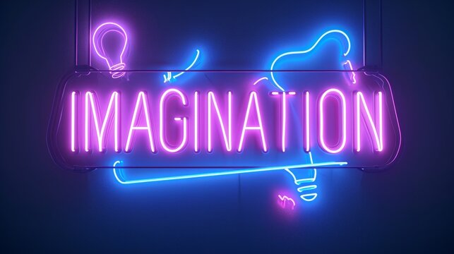 3d Illustration depicting an illuminated neon sign with an IMAGINATION concept. 
